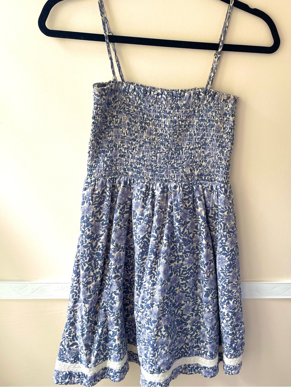 American Eagle Blue Floral Smocked Sundress